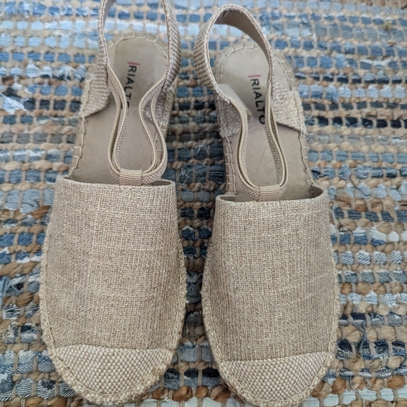 Hemp Rope Slingback Sandals 7.5 Espadrilles Beige Flats Neutral Loafers Summer B - Picture 3 of 9